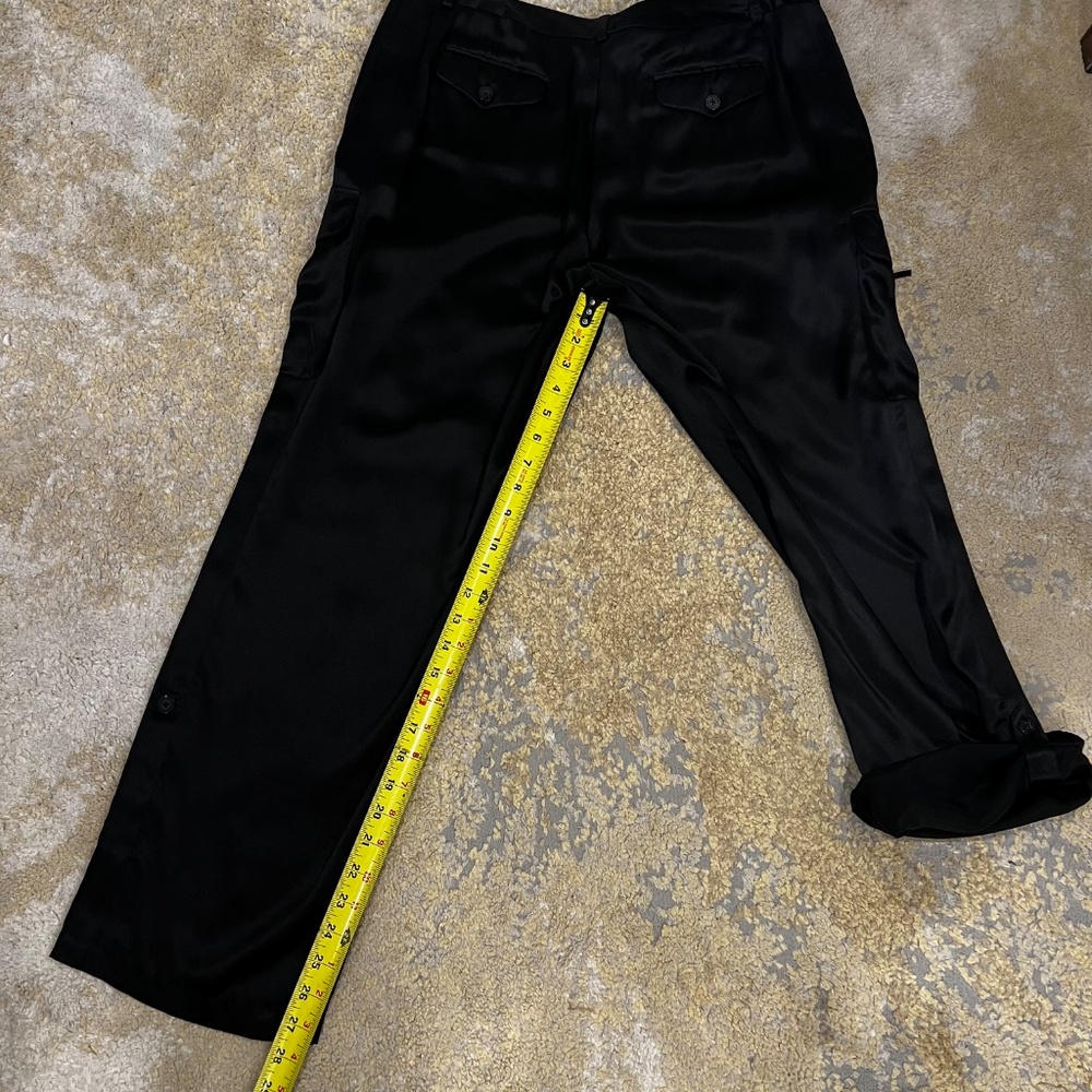 NWT Vintage Emanuel Ungaro 100% Silk Black Cargo Pants Size 12 - Picture 11 of 14